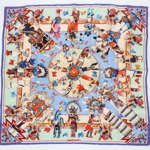 Hermes Accessories - Hermès Paris “Kachinas” Native Silk Scarf Designed by Kermit Oliver